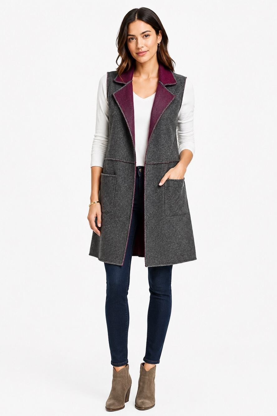 Anthropologie MOTH Morris Sweater Duster Vest XS/S Gray Plum